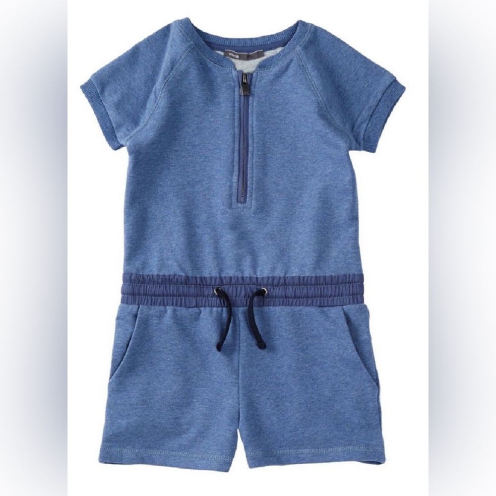 Vince Girls' French Terry Romper Blue Size 4 Cozy Spring Summer Vacation